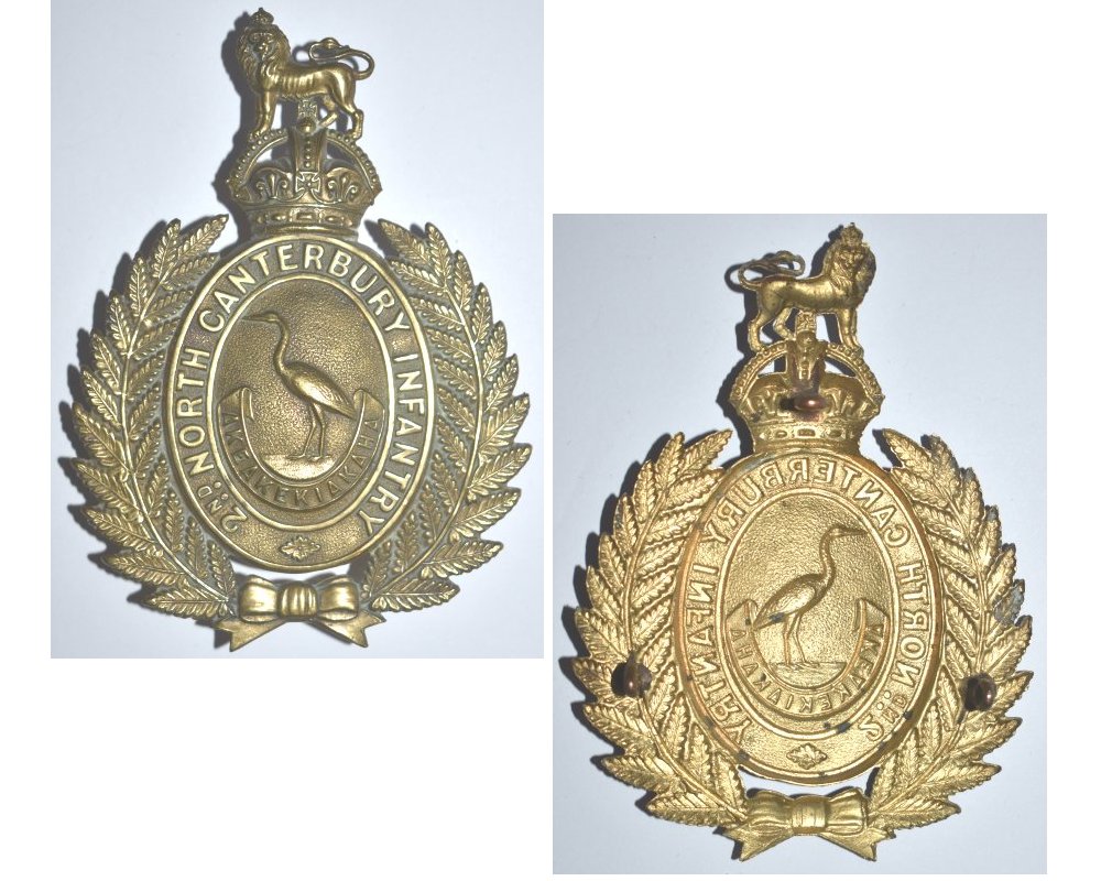 B02/138. 2nd NORTH CANTERBURY BATTALION brass helmet plate
