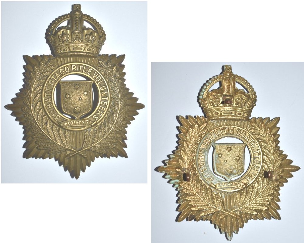 B02/184. 3RD BATTALION, OTAGO RIFLE VOLUNTEERS helmet plate