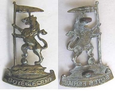 B04/236. NZ RIFLE  BRIGADE blackened brass cap/left collar badge