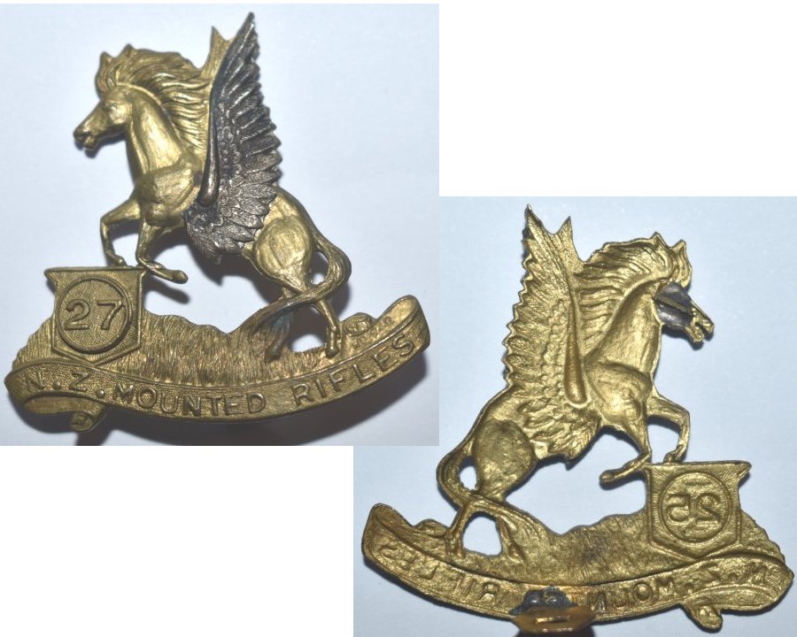 B04/203. PEGASUS WINGED HORSE cap badge, with  27 in circlet