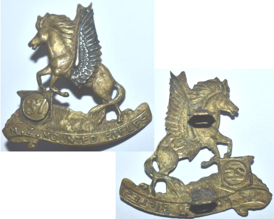 B04/203d. PEGASUS WINGED HORSE cap badge, with  37 in circlet