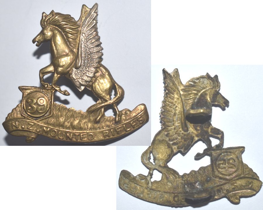 B04/203e. PEGASUS WINGED HORSE cap badge, with  39 in circlet