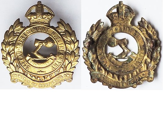 B06/014. 3rd (AUCKLAND) REGIMENT, cap badge, brass