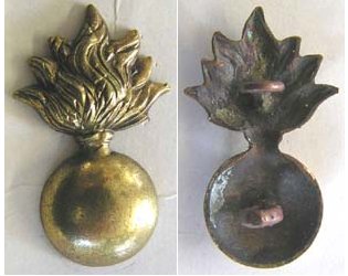 B08/177. NEW ZEALAND ENGINEERS brass flaming grenade collar badg
