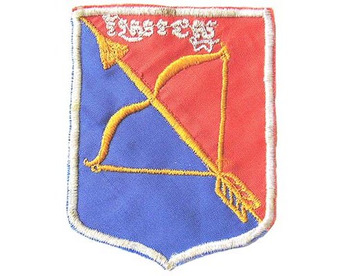 CAM312. STATE OF CAMBODIA ARMY SIGNALS SLEEVE PATCH, cotton wove