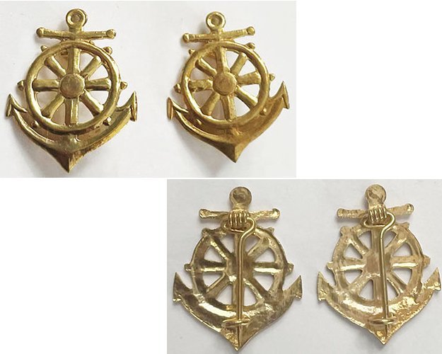 CAM679. CAMBODIA – ANS & ANKI NAVAL BRIGADE COLLAR BADGES PAIR