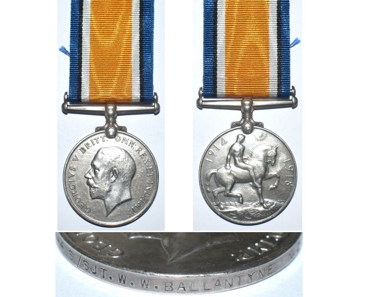 CM0257. 1914/20 WAR MEDAL - 188944 S/SGT. W.W. BALLANTYNE, NZEF