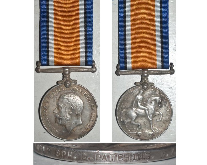 CM0261. 1914/18 WAR MEDAL - 34912 SPR. C.PATCHING, NZEF