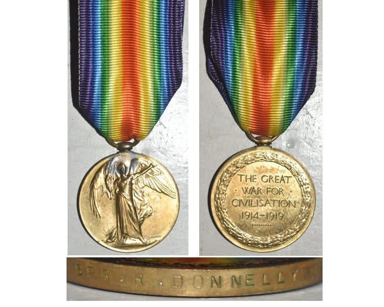 CM0281. 1914/19 VICTORY MEDAL - SPR Donnelly, Tunneling Coy NZE