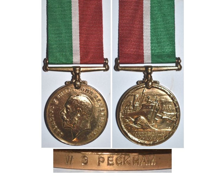 CM0309. MERCANTILE MARINE WAR MEDAL 1914-18 - W G PECKHAM