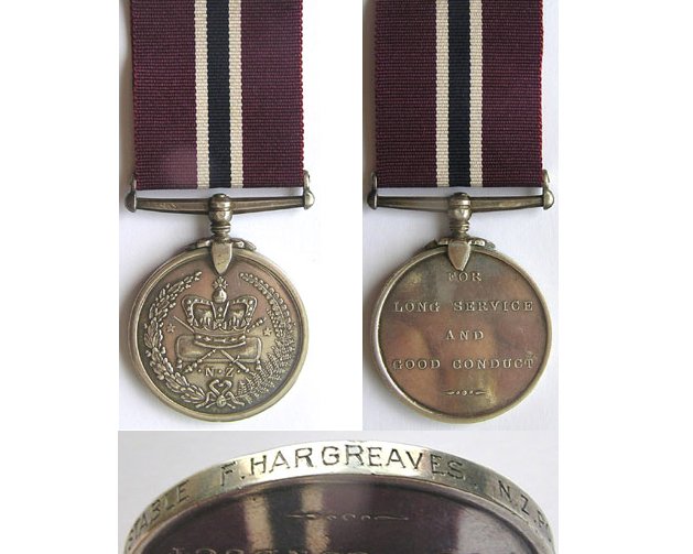 ESA111. NEW ZEALAND POLICE MEDAL -  No.1766 CONST. F. HARGREAVES