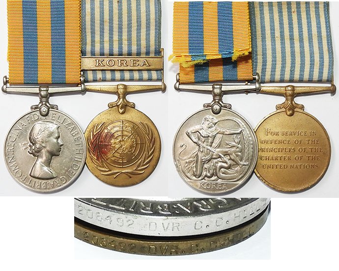 CM0610. BRITISH & UN KOREA PAIR - 206492 DVR C.C. HILL RNZASC