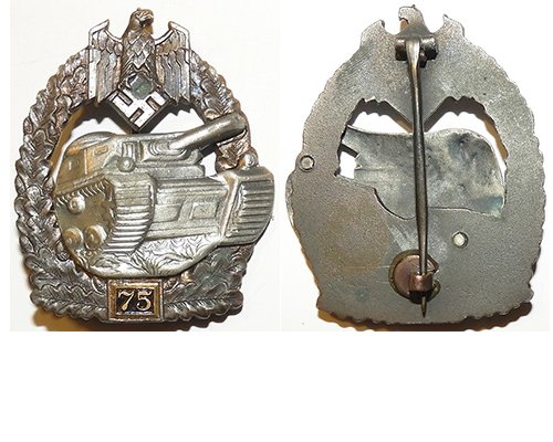 CY024. Copy PANZER ASSAULT BADGE IN BRONZE for 75 engagements