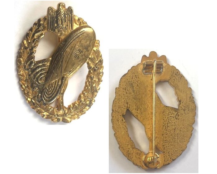 CY034. COPY ARMY BALOON OBSERVERS BADGE IN GOLD, Rudolf Souval