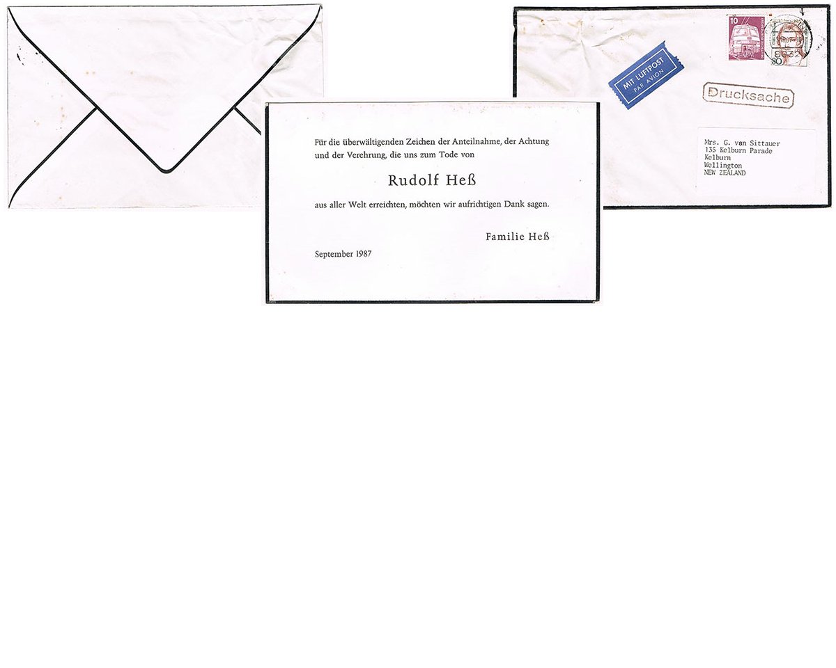 DOC134. MEMORIAL CARD - RUDOLF HESS, Nazi Deputy Fuhrer