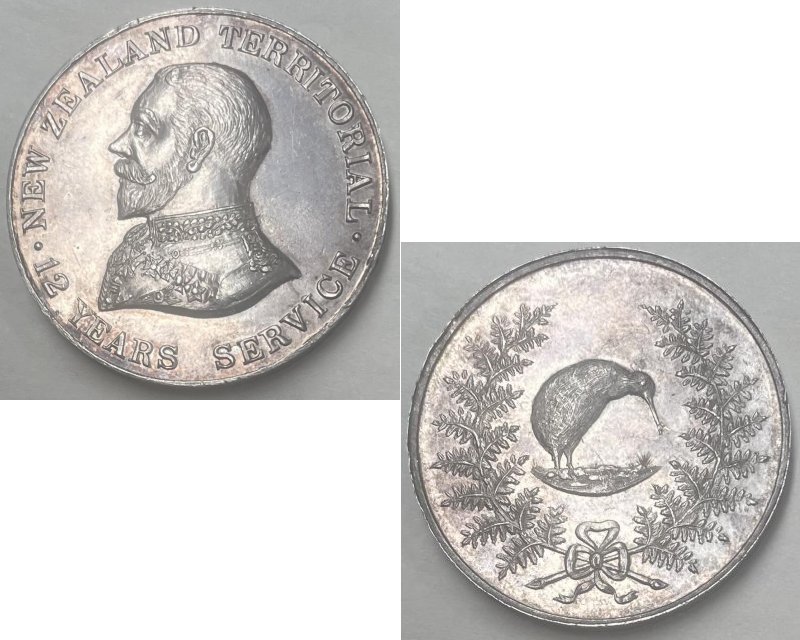 ESA032. NZ TERRITORIAL MEDAL - G.T.White – unmounted silver disc