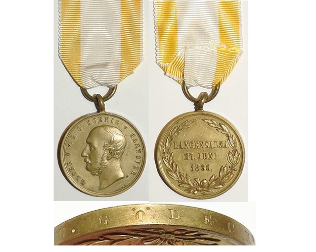 FM0212. GERMANY LANGENSALZA COMBANTS MEDAL 1866 - Named