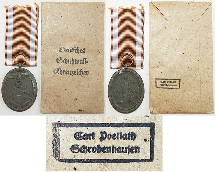 FM0346. WEST WALL MEDAL, with issue packet