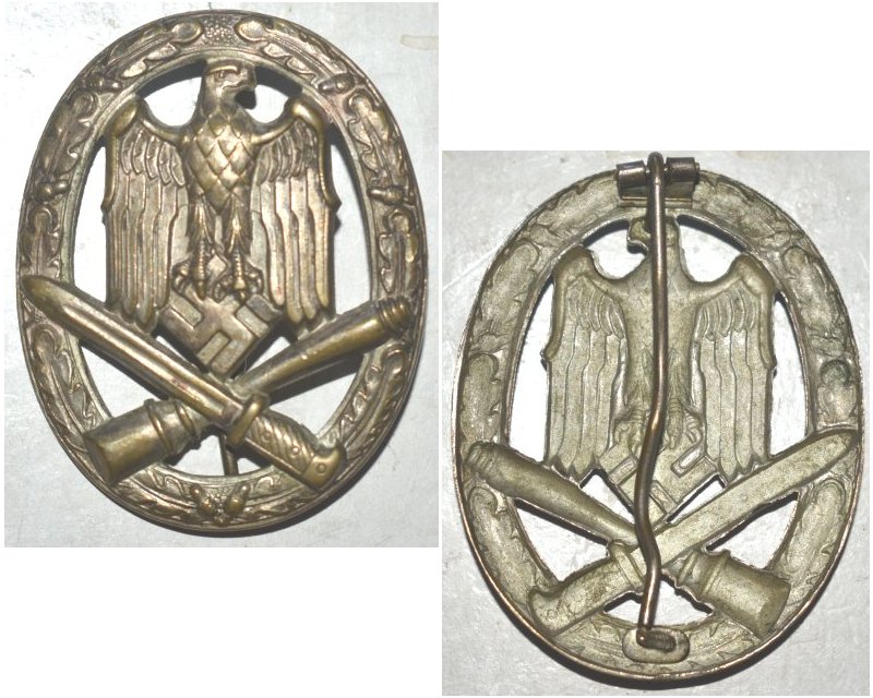 FM0490. GERMAN GENERAL ASSAULT BADGE, pressed type