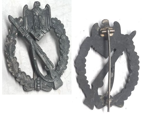FM0492. INFANTRY ASSAULT BADGE in silver - greyed in places