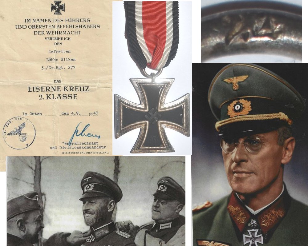 FM0605. IRON CROSS & AWARD DOC signed by Generalleutnant Scherer