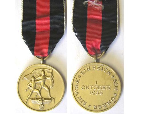 FM0338. COMMEMORATIVE MEDAL OF 1 OCTOBER 1938 - Sudetenland