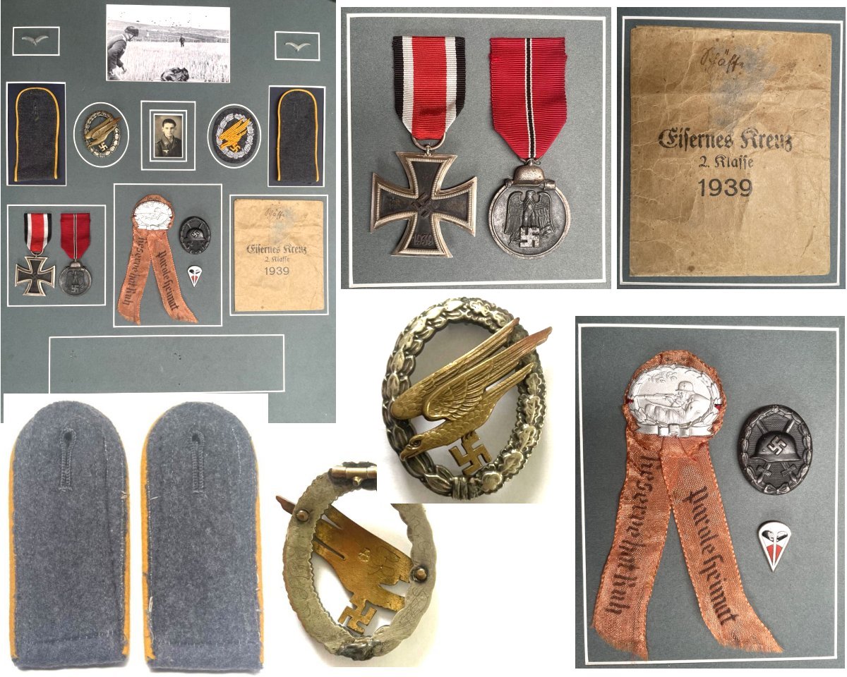 FM0471. A NICELY MOUNTED GERMAN WWII PARATROOPERS SET