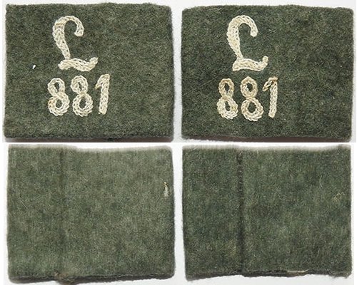 GC1245. PAIR 881 REGIONAL DEFENCE BATTALION SLIP-ON NUMBERS
