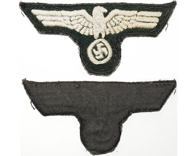 GC2154. WEHRMACHT BREAST EAGLE, field made, grey cotton woven