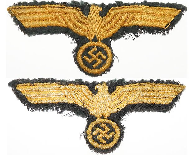GC2168. KRIEGSMARINE BREAST EAGLE, yellow woven on black wool