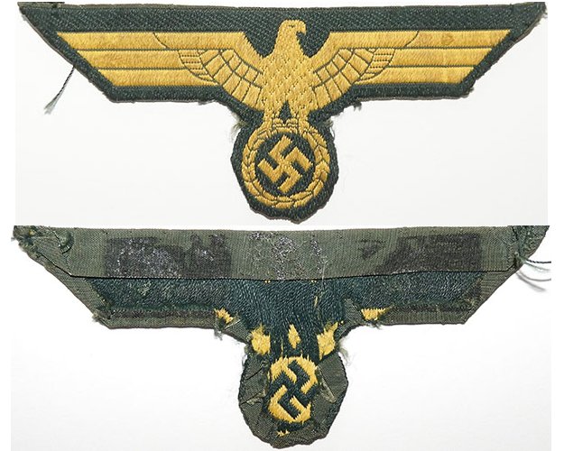 GC2170. KREIGSMARINE BREAST EAGLE, bevo yellow on green
