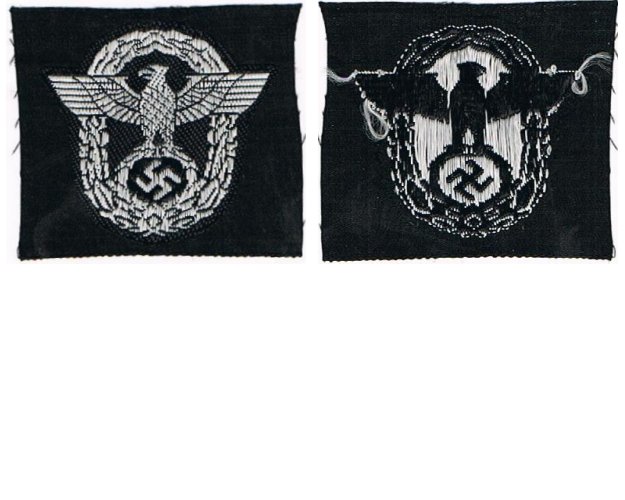 GC2186. GERMAN POLICE CAP EAGLE, white bevo weave on black