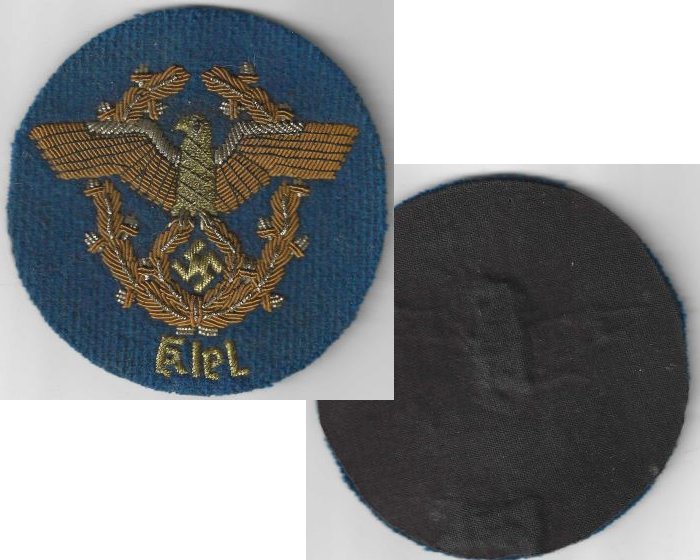 GC2185. GERMAN NAVY POLICE KIEL SLEEVE EAGLE, gold wire