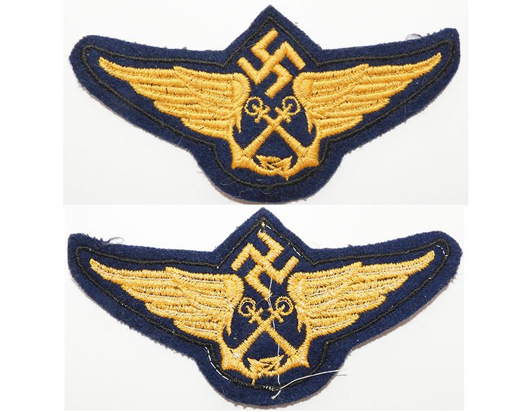 GC2234. GERMAN AIR SEA RESCUE BADGE, yellow cotton woven