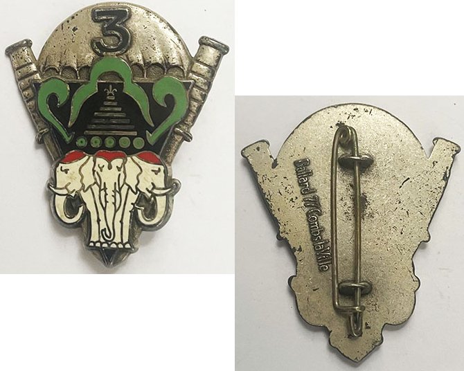 LAO016. 3rd LAOTIAN PARACHUTE BATTALION POCKET BADGE, Ballard