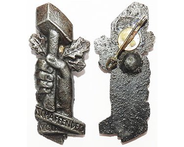 PIN233. TINNIE - FIST HOLDING HAMMER