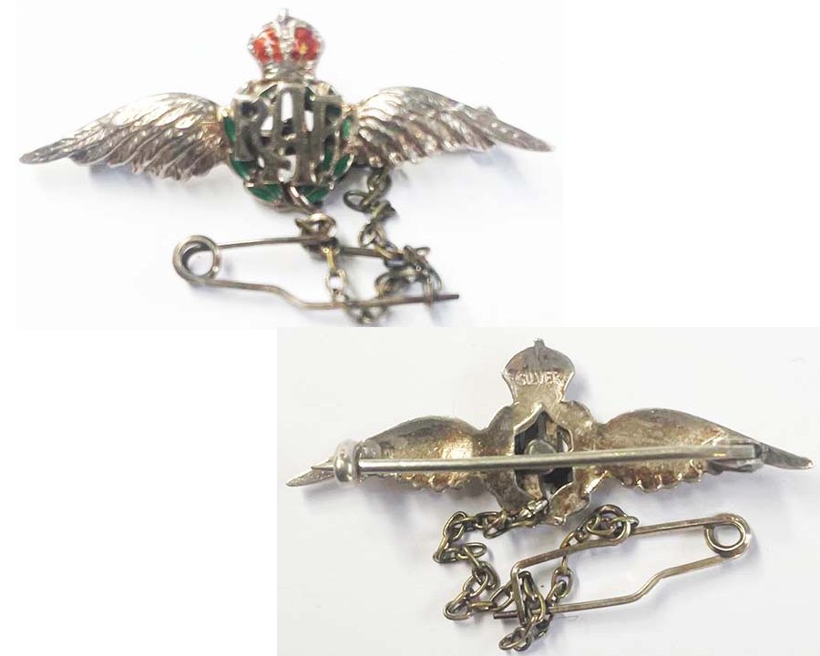 SH026. RAF PILOT WINGS SILVER SWEETHEART