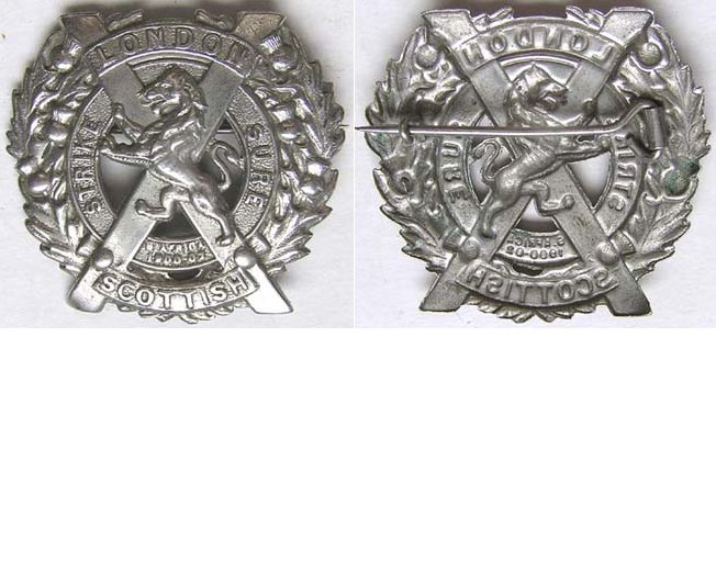 UKB1319. 14th BATTALION (LONDON SCOTTISH) REGIMENT, white metal